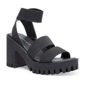 Madden Girl Sohoo Platform Sandals Wedges NEW Black Size 5